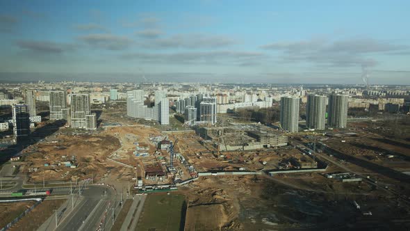 Construction site. Construction of modern multi-storey buildings.