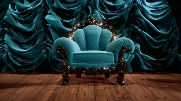 Luxurious Theater Curtain Stage with Chair alt