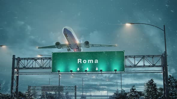 Airplane Take Off Rome in Christmas