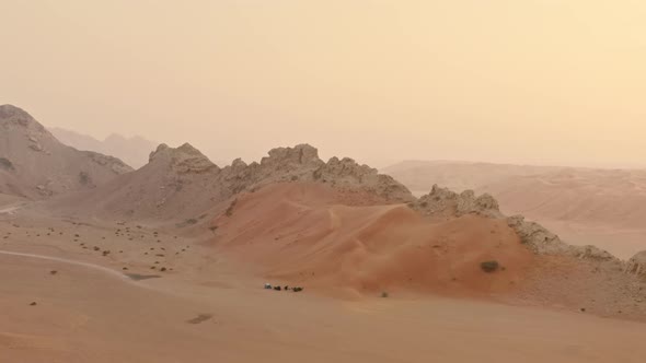 Aerial View of Rocky Mountains in the UAE Desert