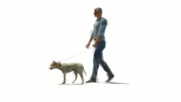 Man Walking Dog Stop Motion