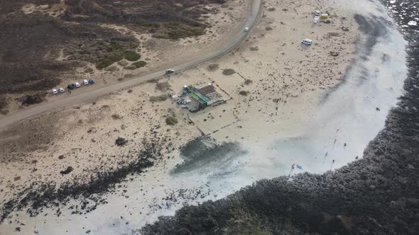 spectacular footage of a beautiful beach in fuerteventura.drone 4k