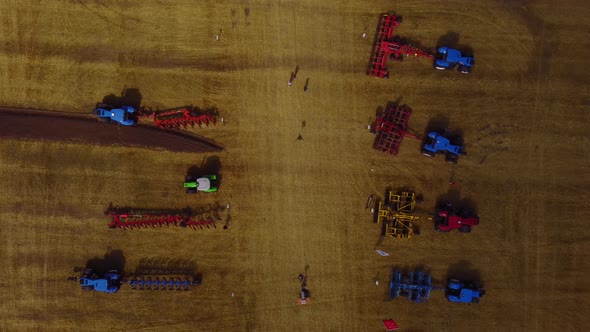 Exhibition of Agricultural Machinery Exhibition of Tractors  Video From a Drone