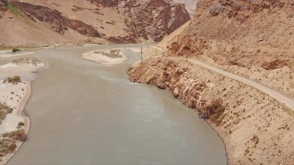 Afghanistan and Panj River Along the Wakhan Corridor