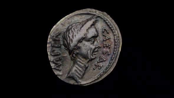 Julius Caesar Roman Denarius Coin in Alpha Channel