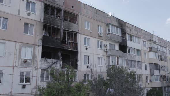 War in Ukraine  a Destroyed Building in the City of Makariv