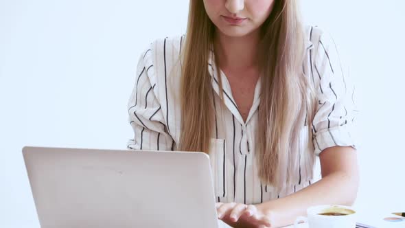 Blonde Business Woman Working at Modern Office