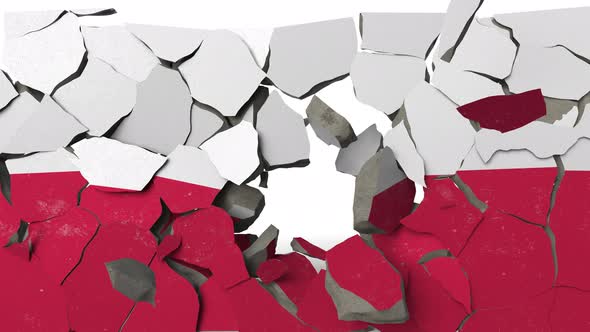 Breaking Wall with Painted Flag of Poland alt