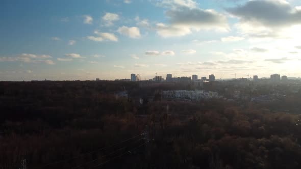 Aerial Kharkiv city center cityscape with epic sky