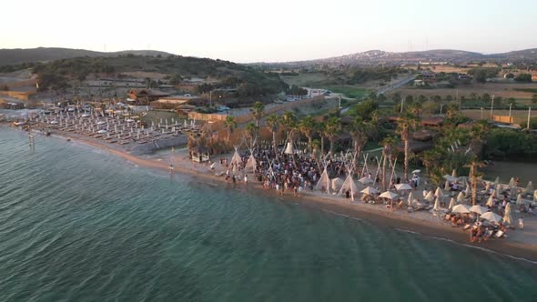 Beach Party Sunset Crowd