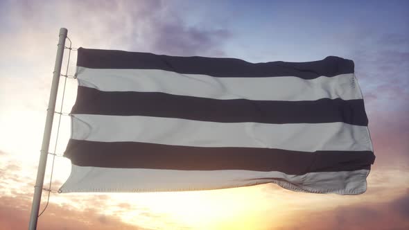 Straight Pride Flag Waving in the Wind Sky and Sun Background