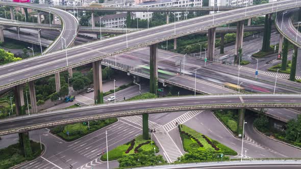 Time lapse of the busy interchange traffic in city