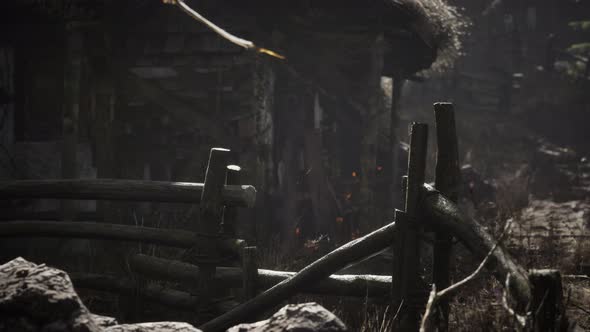 Old Retro Village in Pine Forest alt