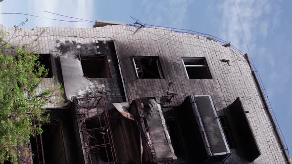 Vertical Video of Borodyanka Ukraine  House Destroyed By War