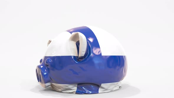 Deflating Inflatable Piggy Bank with Flag of Finland