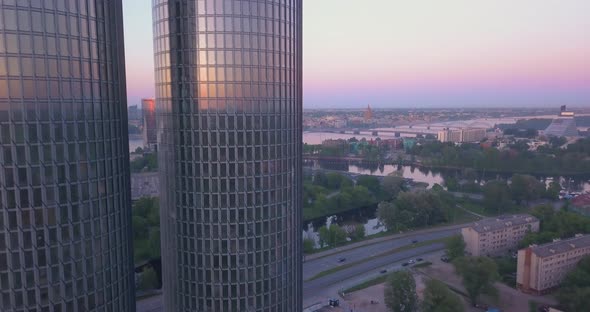aerial view on the Z-Towers in the center of Riga