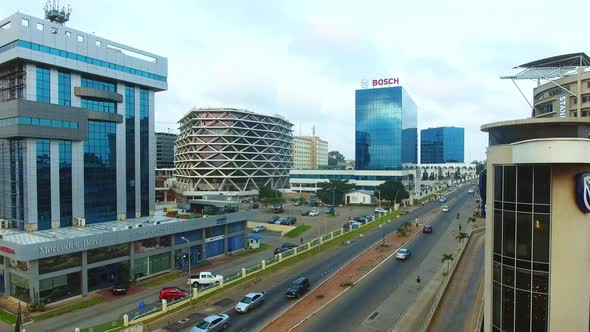 Aerial shot of downtown Accra in Ghana