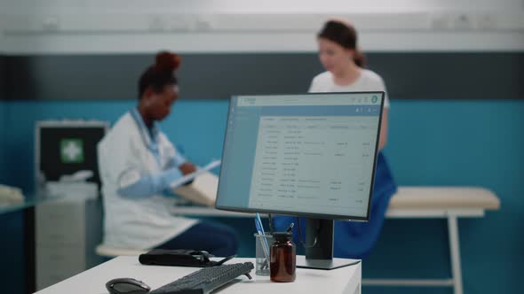 Close Up of Medical Information on Computer Monitor