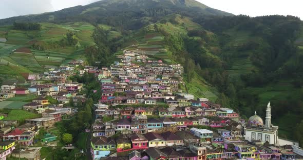 aerial view of Butuh Village, Kaliangkrik, Magelang Regency, Indonesia. Known as Nepal van Java is l