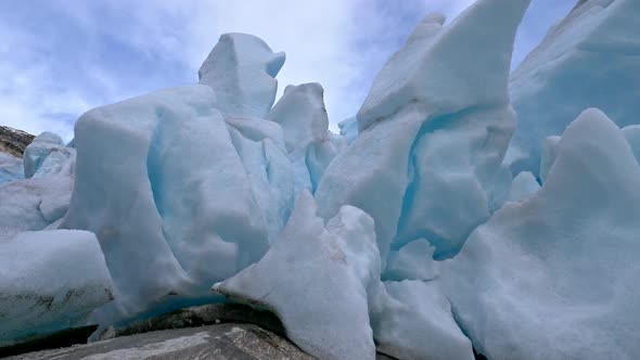 Steadycam Shot of Blue Glacier . Jostedalsbreen National Park, Norway. FHD, 