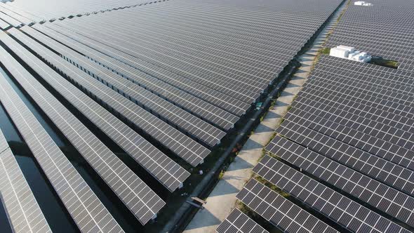 Solar power station in pond