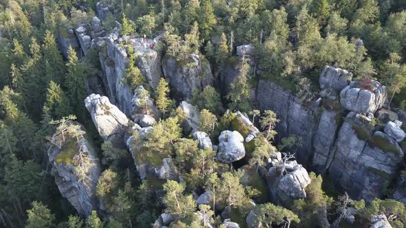 Amazing Rock Formation on Szczeliniec Wielki in Table Mountains National Park. Tourist Attraction of