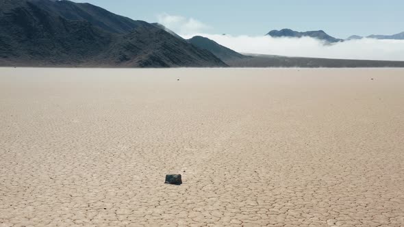 Epic Race Track Playa with Moving Rocks By the Dry Cracked Desert Surface, 