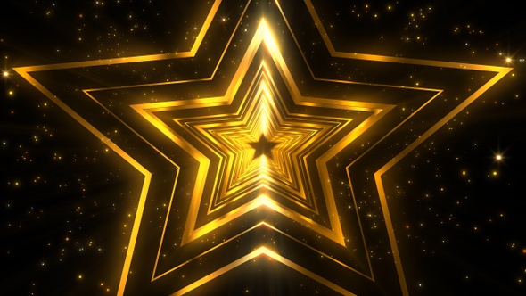 4k Gold Star Tunnel Background