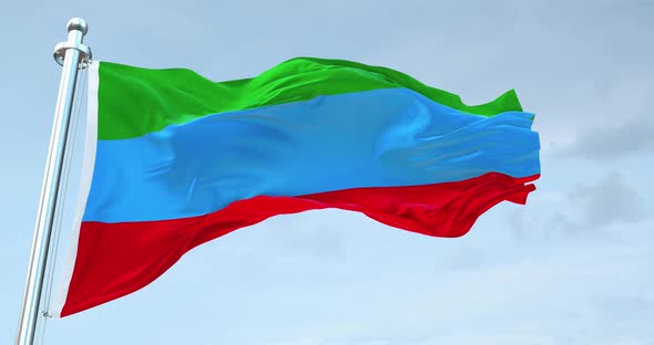 Dagestan Republic Flag Waving loop 4K