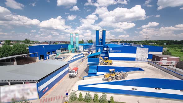 The Territory of a Cement Plant for the Production of Building Materials Aerial Timelapse