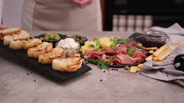 Meat and Cheese Plater and Bruschetta Grilled Bread