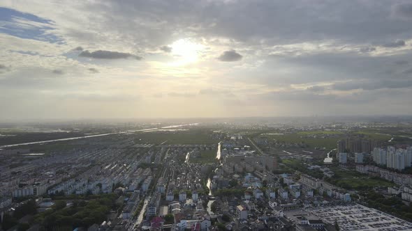 China Suburbs at sunset