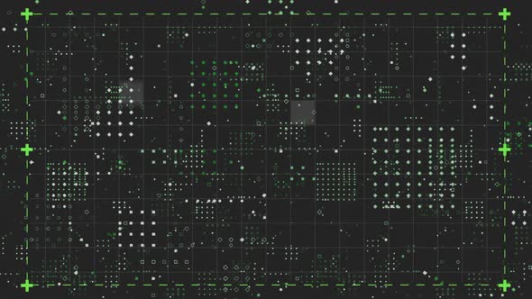 Dots forming square against black background