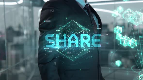 Businessman with Share Hologram Concept Hologram Concept