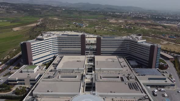 Aerial Drone Helipad Over Hospital