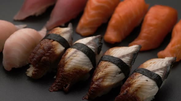 Rotate Fresh Sushi Food Background