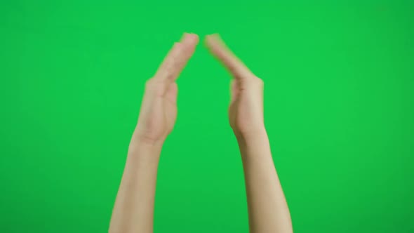 Applause, Clapping Hands. Gesture Pack Chroma Key. Man's Hands Closeup Isolated at Green Screen