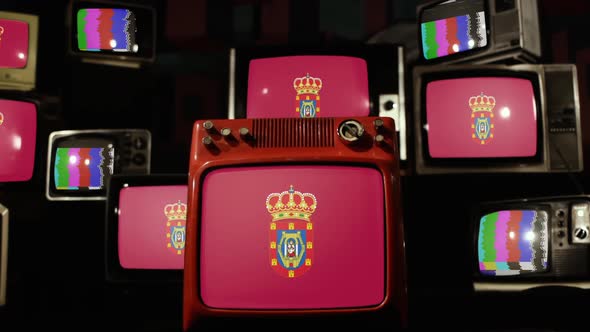 Flag of Ciudad Real, Spain, on Retro TVs.