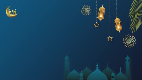 Ramadan Arab Golden Lantern On A blue Background
