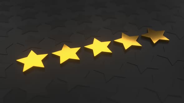 Five Golden Stars Rating Animation 3d Render