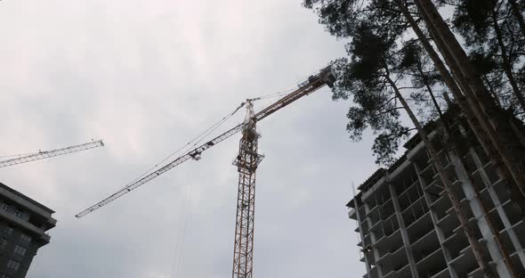 Construction crane time lapse building process