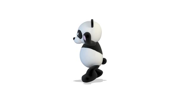 Panda Bear Dancing A Funny Dance Around Him on White Background