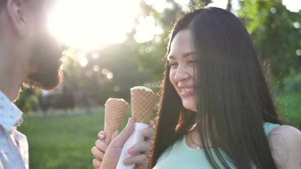 Couple in Love Eating Ice Cream