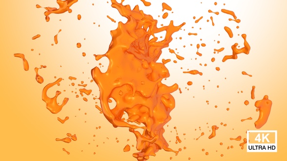Orange Juice Ball Splash Collision 4K alt