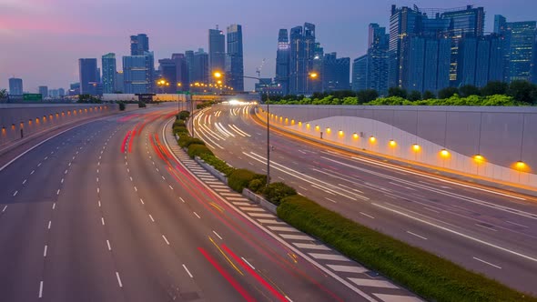 Evening Traffic on Multi-Lane Highway