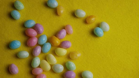 Rotating shot of colorful Easter jelly beans