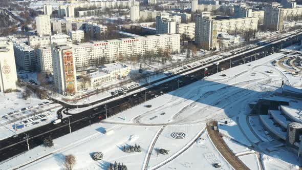 View From the Height of the Winter Independence Avenue in Minsk