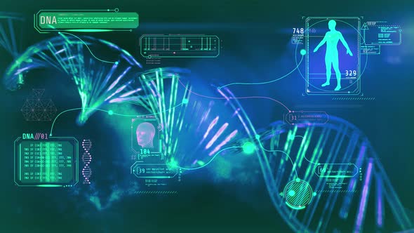 DNA Spiral And Infographics To It 4K