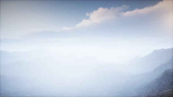 Volcano Crater Landscape with Fog