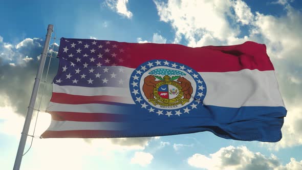 Flag of USA and Missouri State